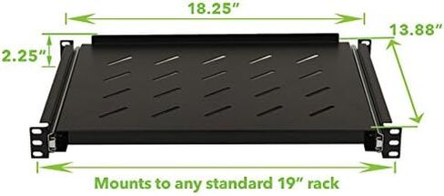 Navepoint Sliding Rack Vented Server Shelf 1U 19 Inch 4 Post Rack Mount 13.75 Inches (350mm) Deep Set of 2 Black in Saudi Arabia
