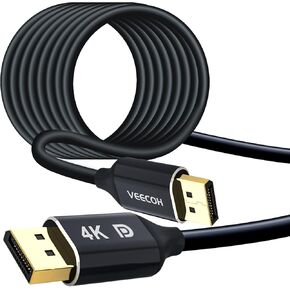 كابل VEECOH 4K DisplayPort بطول 1.2,15FT/5M، 4K@60 هرتز، 2K@144 هرتز، سلك DisplayPort فائق السرعة مطلي بالذهب لأجهزة الكمبيوتر المحمول وشاشة الألعاب TV PC - رمادي in Kuwait