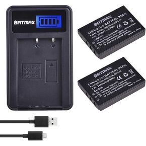 Batmax 2x 2400mAh KLIC-5001 Li-ion Battery + LCD USB Charger for Kodak Easyshare P712 P850 P880 Z730 Z760 Z7590 DX6490 DX7440 DX7590 DX7630 Zoom and Sanyo DB-L50 DMX-WH1 HD1010 FH11 HD2000 VPC-WH1 HD2 in Kuwait