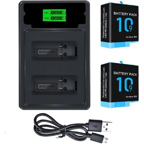 Bonadget 2000mAh 2-Pack Battery and 2-Channel Charger for Gopro Hero 11/10/9 with USB and Type-C Charging Port for Gopro Hero11/Hero 10/Hero 9 Battery and Charger Bundle with LED Display Screen in Kuwait