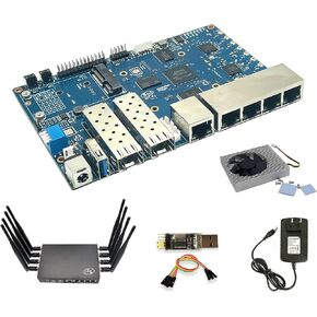 لوحة توجيه Banana Pi BPI-R3 Wi-Fi 6 مفتوحة المصدر لاسلكية مزدوجة النطاق OpenWRT مع MediaTek MT7986(Filogic 830)، تدعم 5X GbE و2X 2.5GbE SFP (Bundle3-BPI R3+هوائيات) in Kuwait