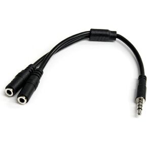 StarTech.com Headset Adapter, Microphone and Headphone Splitter - 3.5mm Male Aux to 3.5mm Female Audio & Mic Combo Jack Y Cable for Laptop / PC (MUYHSMFF) Black in Kuwait