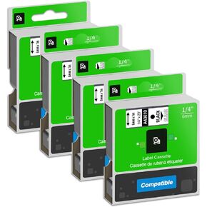 Freshworld Compatible Labeling Tape Replacement for Dymo D1 Label Tape Refill 6mm Black on Clear 43610,1/4 Inch x 23 Feet/7m, for Dymo LabelManager PnP 260P 210D 280 420 160 450D 360D Label Maker,5P