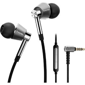 1MORE Triple Driver In-Ear Earphones Hi-Res Headphones with High Resolution, Bass Driven Sound, MEMS Mic, In-Line Remote, High Fidelity for Smartphones/PC/Tablet - Silver in Kuwait