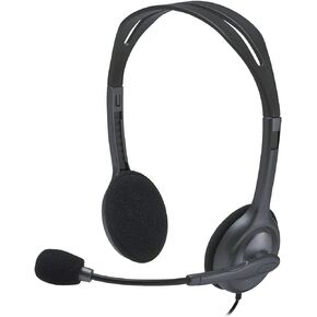 Logitech H111 Stereo Headset with 3.5 mm Audio Jack - Black | Wired headphones, 3.5 mm audio jack, compatible with PC, Mac, laptop, smartphone, and tablet in Kuwait