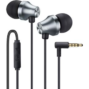 iRAG A101 Wired Earbuds Headphones for School Noise Isolating in-Ear Earphones with Microphone Remote with 3.5mm Plug in Audio Jack (Gun Metal)