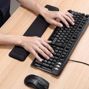 Aelfox Wide Keyboard Wrist Rest Soft, Large Ergonomic Computer Wrist Support Laptop Wrist Pad for Keyboard, Memory Foam, Breathable, Help with Wrist Pain（17.32 x 3.54 x 0.79 Inch）