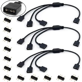 3-Pack 5V 3Pin ARGB 1-to-3 Female to Female Spliter Cables, Addressable RGB Spliter Extension Cable with Male Pins, Used for Computer Chassis, CPU Heat Sink, and 5V ARGB Fans (11.8 Inches) in Kuwait