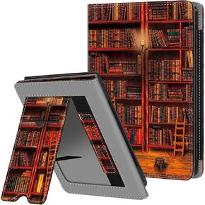 Fintie Stand Case for 6" Kobo Clara Colour/Kobo Clara BW/2E, Brown | Premium PU Leather Foldable Kickstand eReader Cover, with Card Slot and Hand Strap, Auto Sleep/Wake in Saudi Arabia