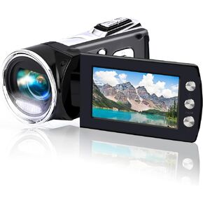 كاميرا فيديو للاطفال بدقة FHD 1080P ومسجل كاميرا رقمية صغيرة لليوتيوب 24 ميجابكسل 2.8 انش شاشة دوارة لتسجيل الفيديو الرقمية للمراهقين والاطفال والمبتدئين in Kuwait