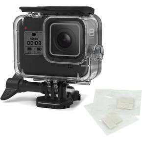 حافظة مقاومة للماء لهاتف GoPro Hero 8 باللون الأسود، غطاء حماية للغوص تحت الماء لكاميرا GoPro Hero 8 Action للغوص بطول 196 قدمًا (60 مترًا)، متضمنة حشوات مضادة للضباب in Kuwait