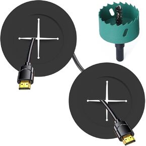 Riozoo TV Wire Hider Kit for Wall Mount TV, in Wall Cable Management Kit, Includes 2 Pass Throughs and Hole Saw Drill Attachment for Easy Install（Off-White） (RO-YCX-2P-OFF W)