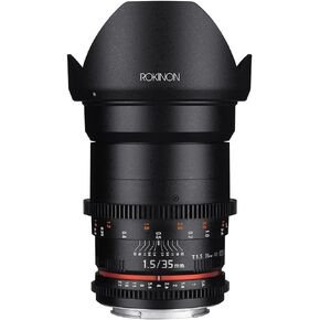 Rokinon Cine DS DS35M-MFT 35mm T1.5 AS IF UMC Full Frame Cine Wide Angle Lens for Olympus and Panasonic Micro Four Thirds,Black | Cinema lens provides smooth manual focus and consistent optical performance for professional video production. in Kuwait
