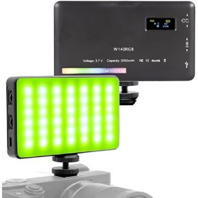 WEWOGA W140 RGB LED Video Light 360° Portable Colour On Camera Light Vlogging Lighting Battery 3100 mAh CRI95+ 2500K-9000K with Cold Shoe Mount Compatible for Vlog Photography TikTok Living Vlog in Kuwait