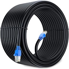 Aurum Cables Cat6 Ethernet Cable for Gaming 150 ft RJ45 550 Mhz, Heavy Duty Waterproof Copper Indoor Outdoor Shielded LAN Cable Direct Burial Zero Lag Network Patch, Compatible with PC Router Modem TV