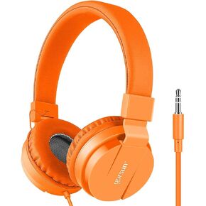 Kids Headphones, Lightweight Stereo Wired Toddler Headphones，Adjustable Headband Children's Headset for Smartphones Computer Pad Earphones(Orange) in Saudi Arabia