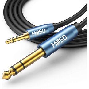 MillSO 6.35mm Male 1/4 to 3.5mm Male 1/8 TRS Stereo Audio Cable (16 Feet), Headphone Adapter 1/8 to 1/4 AUX Adapter for Guitar Amp, Keyboard, Piano, Amplifiers, Home Theater Devices, or Mixer
