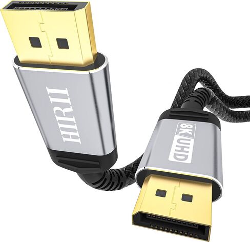 كابل HIIRII DisplayPort 1.4، كابل DP 8K 6.6FT (8K@60هرتز، 4K@144هرتز، 1080P@240هرتز) 32.4 جيجابت في الثانية، HDCP 2.2، HDR10 DisplayPort 1.4 لشاشة الألعاب، الرسومات، الكمبيوتر الشخصي (10أقدام، رمادي، 1) in Saudi Arabia