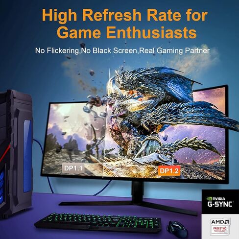 كابل VEECOH 4K DisplayPort بطول 1.2,15FT/5M، 4K@60 هرتز، 2K@144 هرتز، سلك DisplayPort فائق السرعة مطلي بالذهب لأجهزة الكمبيوتر المحمول وشاشة الألعاب TV PC - رمادي in Kuwait