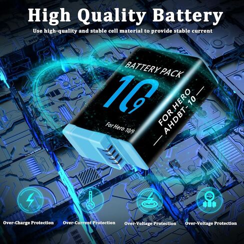 Bonadget 2000mAh 2-Pack Battery and 2-Channel Charger for Gopro Hero 11/10/9 with USB and Type-C Charging Port for Gopro Hero11/Hero 10/Hero 9 Battery and Charger Bundle with LED Display Screen in Kuwait