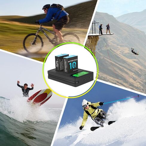 Bonadget 2000mAh 2-Pack Battery and 2-Channel Charger for Gopro Hero 11/10/9 with USB and Type-C Charging Port for Gopro Hero11/Hero 10/Hero 9 Battery and Charger Bundle with LED Display Screen in Kuwait