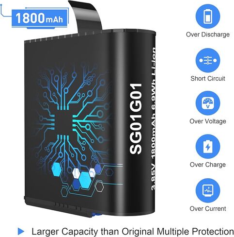 بطارية بديلة NOPWOK Hero 8 بقدرة 1800 مللي أمبير في الساعة لـ Gopro Hero 6/7/8 3 عبوات وشاحن تخزين (متوافق تمامًا مع Gopro Hero 8، Hero 7، Hero 6) in Kuwait