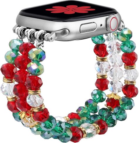 سوار Newlibery مطرز بأشرطة متوافقة مع Apple Watch Series 9 8 7 6 5 4 3 2 1 SE، حزام مطاطي مرن مصنوع يدويًا لسوار iWatch 38 مم 40 مم 41 مم 42 مم 44 مم 45 مم 49 مم in Kuwait