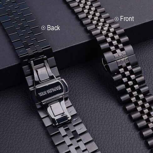 Wolait متوافق مع Apple Watch Ultra 2 Band 49mm 45mm 44mm 42mm، سوار ثقيل من الفولاذ المقاوم للصدأ مع مشبك قابل للطي على شكل فراشة لساعة iWatch Ultra Series 9/8/7/6/SE/ 5/4/3 للرجال، فضي/ذهبي in Kuwait