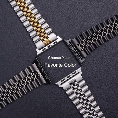 Wolait متوافق مع Apple Watch Ultra 2 Band 49mm 45mm 44mm 42mm، سوار ثقيل من الفولاذ المقاوم للصدأ مع مشبك قابل للطي على شكل فراشة لساعة iWatch Ultra Series 9/8/7/6/SE/ 5/4/3 للرجال، فضي/ذهبي in Kuwait