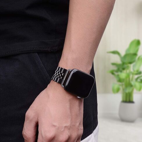 Wolait متوافق مع Apple Watch Ultra 2 Band 49mm 45mm 44mm 42mm، سوار ثقيل من الفولاذ المقاوم للصدأ مع مشبك قابل للطي على شكل فراشة لساعة iWatch Ultra Series 9/8/7/6/SE/ 5/4/3 للرجال، فضي/ذهبي in Kuwait