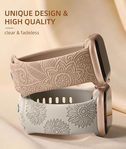 2PC Cute Floral Engraved Band Compatible with Apple Watch Bands Women in Kuwait