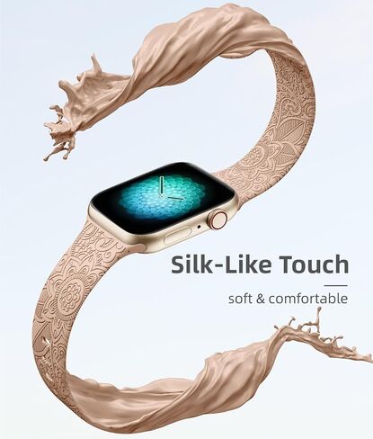 2PC Cute Floral Engraved Band Compatible with Apple Watch Bands Women in Kuwait