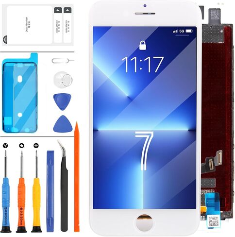 قطعة غيار شاشة A-MIND لهاتف iPhone 7 A1660 A1778 A1779 مقاس 4.7 بوصة LCD عرض مجموعة رقمية لشاشة تعمل باللمس ثلاثية الأبعاد مع مجموعة أدوات إصلاح لهاتف iPhone 7 LCD أبيض in Saudi Arabia