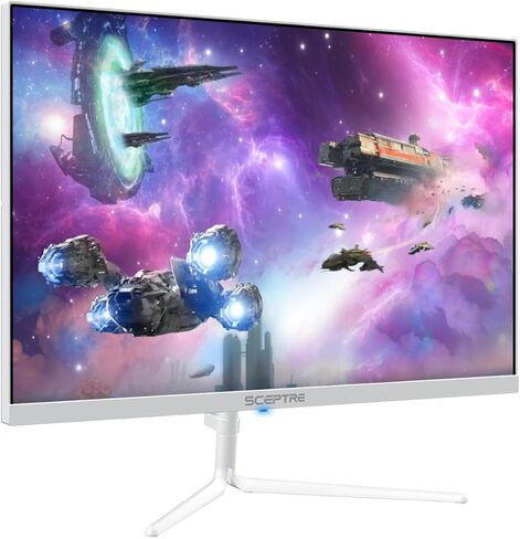سكيبتر شاشة العاب 24 انش 1080p 98% sRGB حتى 165Hz 1 مللي ثانية 320Lux منفذ عرض HDMI، مكبرات صوت مدمجة، ابيض نيبولا 2022 (E248B-FWN168W) in Kuwait