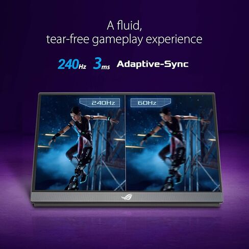اسس شاشة العاب محمولة روج ستريكس 17.3 انش 1080P (XG17AHPE) - FHD IPS، 240Hz، 3 مللي ثانية، مزامنة تكيفية، حافظة ذكية، رفيعة للغاية، توصيل طاقة USB-C، مايكرو HDMI، للابتوب والكمبيوتر والجوال in Saudi Arabia