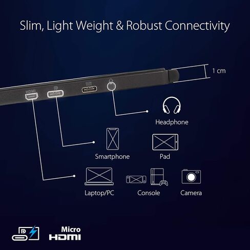 اسس شاشة العاب محمولة روج ستريكس 17.3 انش 1080P (XG17AHPE) - FHD IPS، 240Hz، 3 مللي ثانية، مزامنة تكيفية، حافظة ذكية، رفيعة للغاية، توصيل طاقة USB-C، مايكرو HDMI، للابتوب والكمبيوتر والجوال in Saudi Arabia