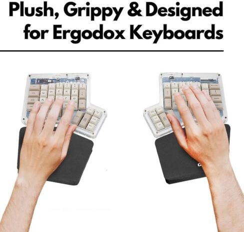 مجموعة وسادة المعصم GRIFITI Fat من Ergodox المكونة من قطعتين مقاس 6.5 بوصة × 4.2 بوصة × 0.75 بوصة، مساند معصم مرآة تدعم ملحقات مجموعات لوحة مفاتيح الكمبيوتر للألعاب - مسند اليد المريح للوحات المفاتيح، مسند راحة اليد (نايلون أسود) in Saudi Arabia