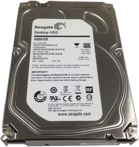 Seagate ST4000DM000 محرك الأقراص الصلبة المكتبي 4 تيرابايت ساتا 6 جيجابايت/ثانية Ncq 64 ميجابايت كاش 3.5 بوصة محرك أقراص داخلي مكشوف (متجدد) in Saudi Arabia
