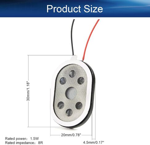 Heyiarbeit DIY Magnetic Speaker 8 Ohm 1.5W 30mm Oval Shape Replacement Speaker Stereo Woofer Loudspeaker for DIY Audio Speakers Interphone 2pcs in Saudi Arabia