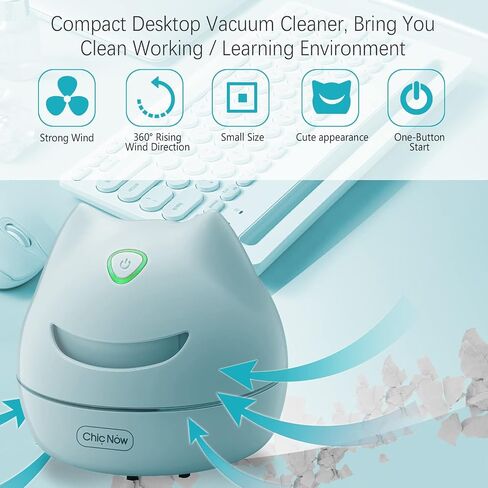مكنسة كهربائية لسطح المكتب من Chic Now، مكنسة مكتبية صغيرة تعمل بشحن USB مع فرشاة تنظيف كهربائية، مكنسة كهربائية صغيرة محمولة للطاولة، الأفضل لتنظيف الفتات وبقايا الممحاة وما إلى ذلك in Saudi Arabia