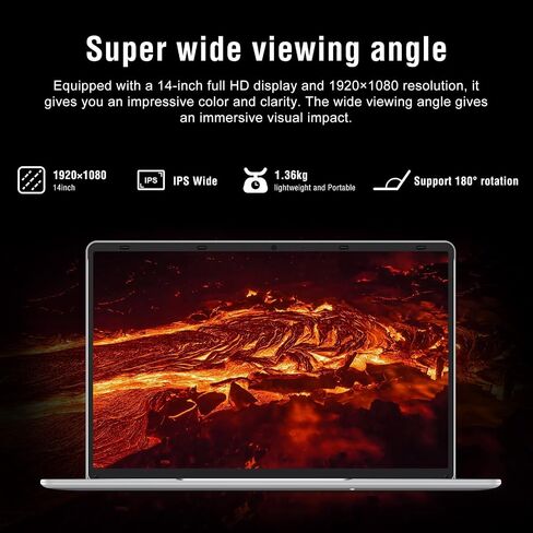 WOZIFAN 14" Laptop 6GB RAM 128GB SSD Support 1TB SSD Expansion Traditional Laptops Win 11 2.4G+5G WiFi Bluetooth 4.2 USB HDMI 1920x1080 FHD with Wireless Mouse for Work Study Entertainment-Silver in Saudi Arabia