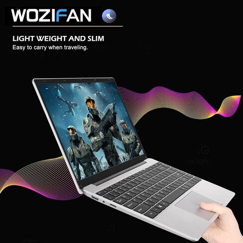 WOZIFAN 14" Laptop 6GB RAM 128GB SSD Support 1TB SSD Expansion Traditional Laptops Win 11 2.4G+5G WiFi Bluetooth 4.2 USB HDMI 1920x1080 FHD with Wireless Mouse for Work Study Entertainment-Silver in Saudi Arabia