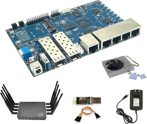 لوحة توجيه Banana Pi BPI-R3 Wi-Fi 6 مفتوحة المصدر لاسلكية مزدوجة النطاق OpenWRT مع MediaTek MT7986(Filogic 830)، تدعم 5X GbE و2X 2.5GbE SFP (Bundle3-BPI R3+هوائيات) in Kuwait