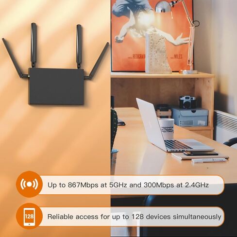 NRadio 4G LTE Cat 6 WiFi Router، Qualcomm Chipset AC1200 ثنائي النطاق غير مقفل 4G للمكتب والمتاجر والشبكة المنزلية، فتحة بطاقة SIM واحدة ونسخ احتياطي خلوي، هوائيات خلوية قابلة للفصل (C4800-456) in Kuwait