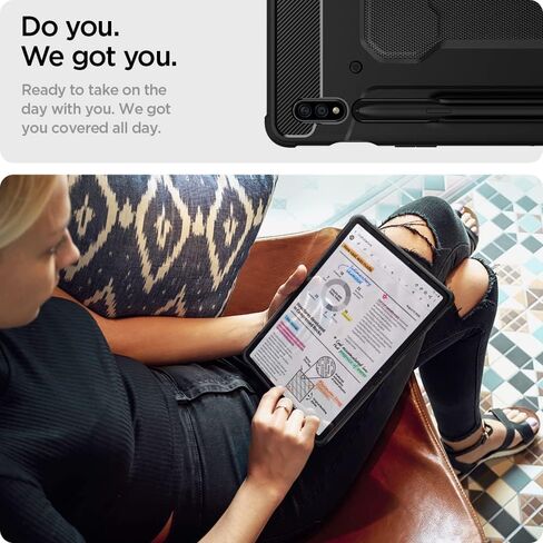Spigen Rugged Armor Pro مصمم لحافظة Galaxy Tab S8 (2022) / حافظة Galaxy Tab S7 (2020) مع حامل قلم S - أسود in Kuwait