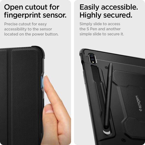 Spigen Rugged Armor Pro مصمم لحافظة Galaxy Tab S8 (2022) / حافظة Galaxy Tab S7 (2020) مع حامل قلم S - أسود in Kuwait