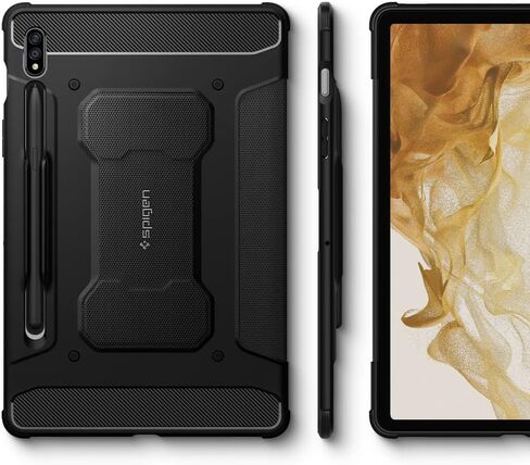Spigen Rugged Armor Pro مصمم لحافظة Galaxy Tab S8 (2022) / حافظة Galaxy Tab S7 (2020) مع حامل قلم S - أسود in Kuwait
