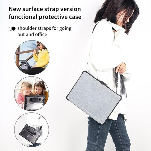AOAO for Microsoft Surface Pro 7/6/5/4 Case with Shoulder Strap, Hand Strap, Stylus Pen Holder, Rugged, Shock-Absorbing and Drop-Resistant(12.3inch) in Kuwait