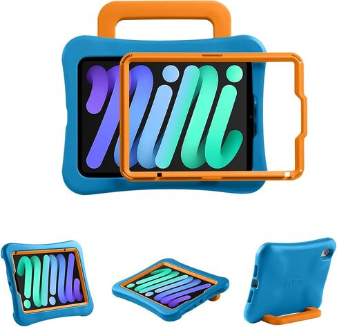 حافظة LeiJue للأطفال لجهاز iPad Mini 6 2021، خفيفة الوزن وشديدة التحمل/مضادة للصدمات/مضادة للسقوط مع مقبض/مسند، غطاء حماية صديق للأطفال لجهاز iPad Mini 6th Gen 8.3 بوصة (وردي) in Kuwait
