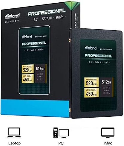 INLAND Professional 3 Pack 128GB SSD SATA III 6GB/s 2.5 "TLC 3D NAND محرك الحالة الصلبة الداخلي (3x128GB) in Saudi Arabia